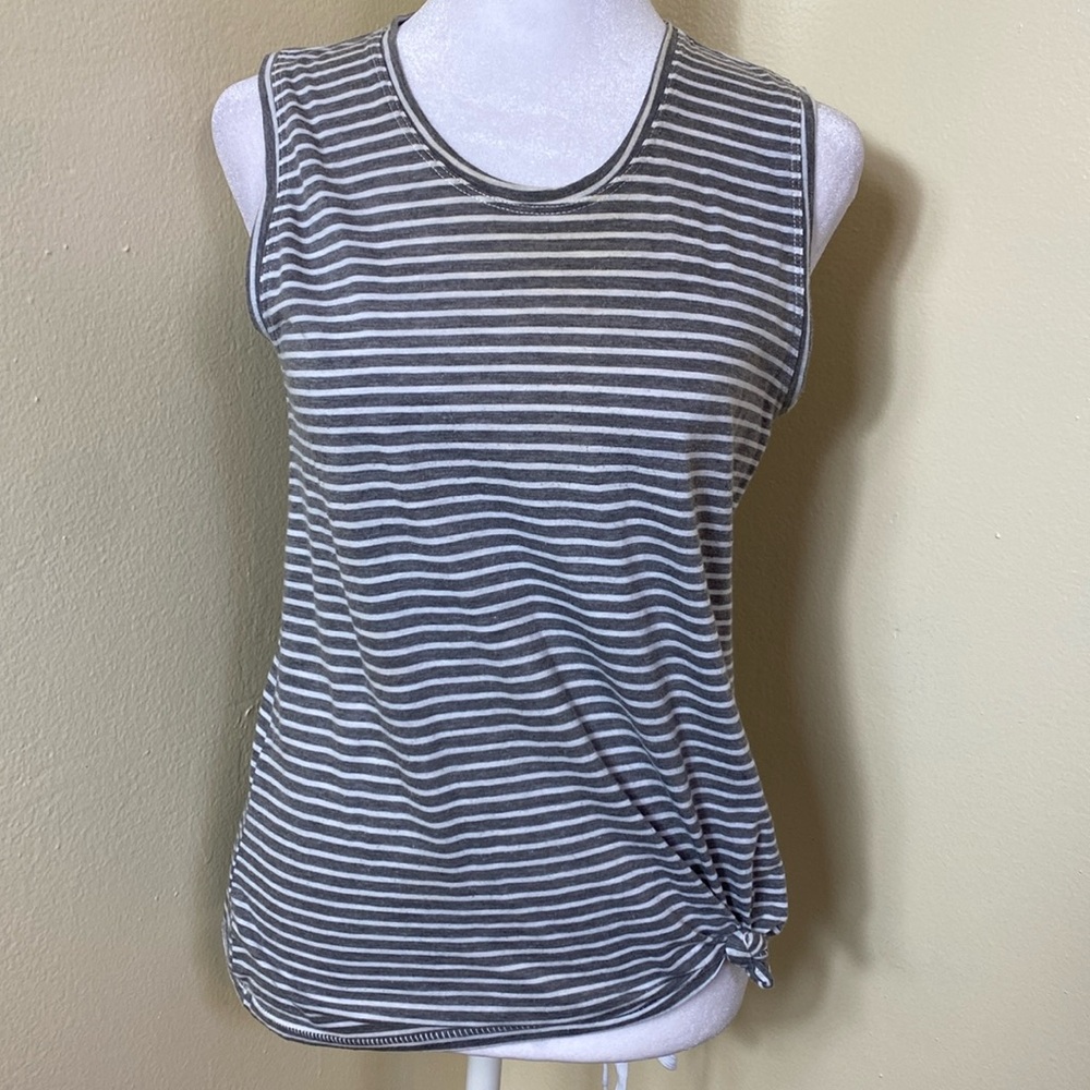 SO Gray and White Striped Sleeveless Top